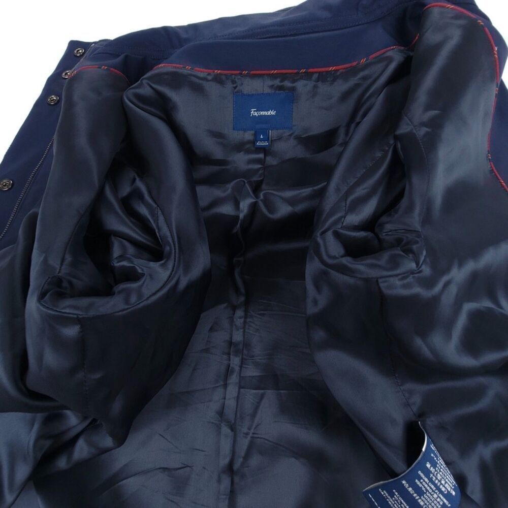 NEW Faconnable Wool Parka Trench Coat Hooded Jacket Quiet Luxury Large Navy Blue - Picture 12 of 14